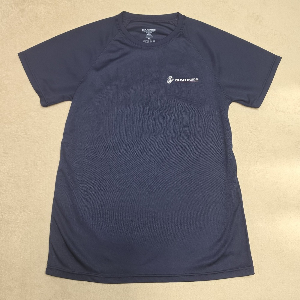 US Marines Performance T-Shirt Men's M Navy Blue Graphic Print Short